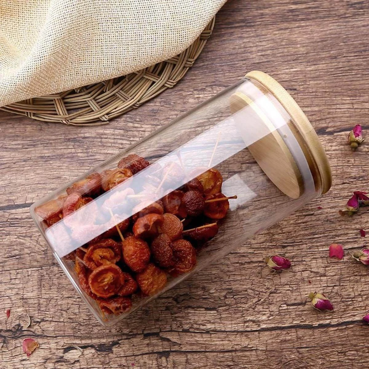 Bocal En Verre - Couvercle Bois - 0.8L 4 Bocal En Verre - Couvercle Bois - 0.8L – Image 2