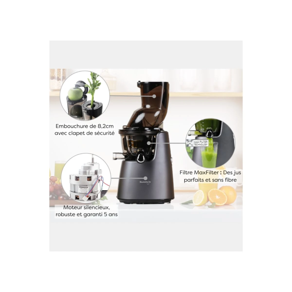 Extracteur De Jus Kuving's D9900 - Gris 6 Extracteur De Jus Kuving's D9900 - Gris – Image 4