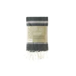 Fouta En Coton Biologique Blanc Et Anthracite 100 X 200cm