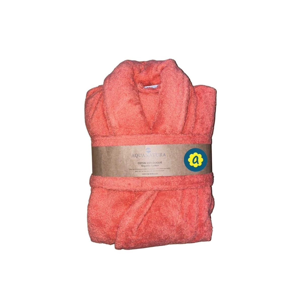Peignoir En Coton Bio, Coloris Corail, Taille S
