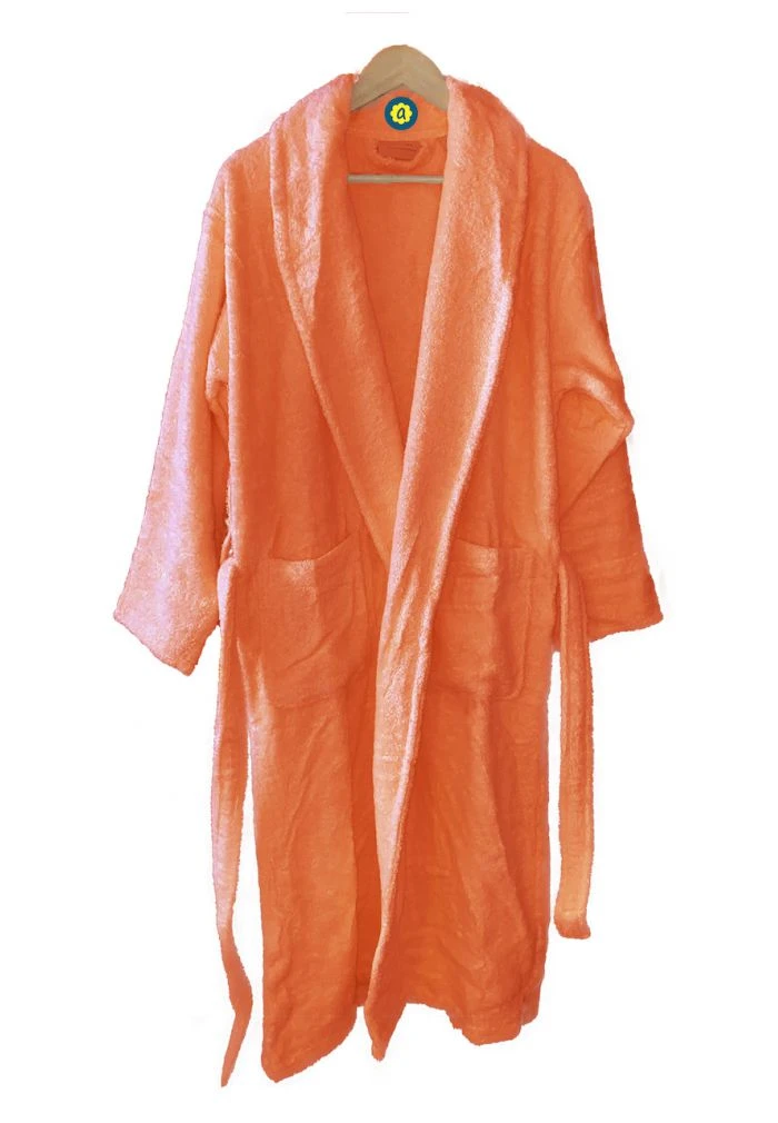Peignoir En Coton Bio, Coloris Corail, Taille XL – Image 2