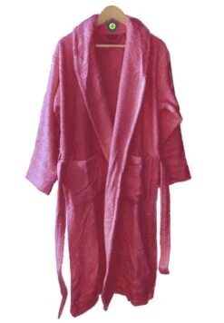 Peignoir En Coton Bio, Coloris Framboise, Taille M
