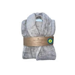 Peignoir En Coton Bio, Coloris Gris, Taille L