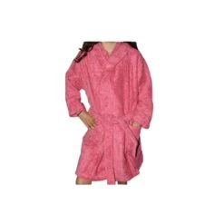 Peignoir En Coton Bio Enfant, Coloris Framboise, Taille 2 Ans