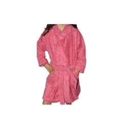 Peignoir En Coton Bio Enfant, Coloris Framboise, Taille 4 Ans