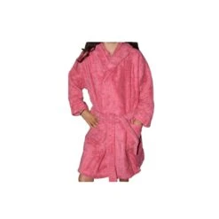 Peignoir En Coton Bio Enfant, Coloris Framboise, Taille 6 Ans