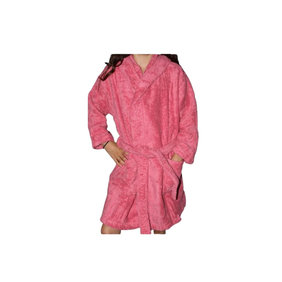 Peignoir En Coton Bio Enfant, Coloris Framboise, Taille 6 Ans