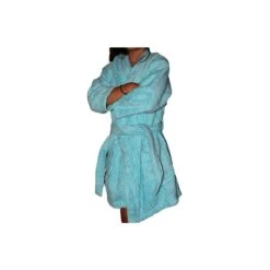Peignoir En Coton Bio Enfant, Coloris Lagon, Taille 10 Ans