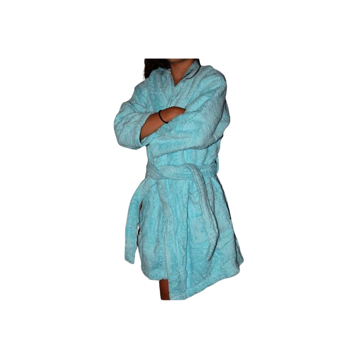 Peignoir En Coton Bio Enfant, Coloris Lagon, Taille 8 Ans