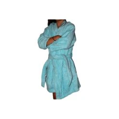 Peignoir En Coton Bio Enfant, Coloris Lagon, Taille 2 Ans