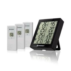 Bresser Thermo/hygromètre Quadro - Noir - 3 Capteurs Extérieurs